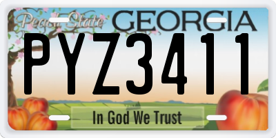 GA license plate PYZ3411