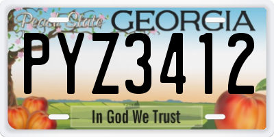 GA license plate PYZ3412