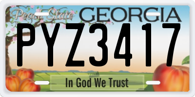 GA license plate PYZ3417