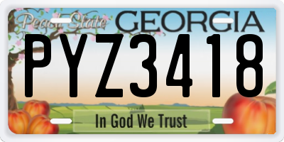 GA license plate PYZ3418