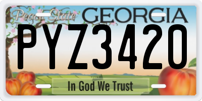 GA license plate PYZ3420