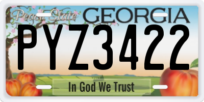 GA license plate PYZ3422