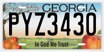 GA license plate PYZ3430