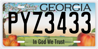 GA license plate PYZ3433