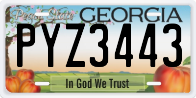 GA license plate PYZ3443