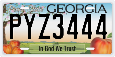 GA license plate PYZ3444