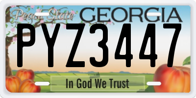 GA license plate PYZ3447