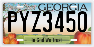 GA license plate PYZ3450