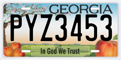 GA license plate PYZ3453