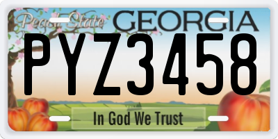 GA license plate PYZ3458