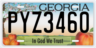 GA license plate PYZ3460