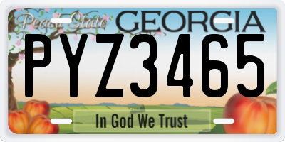 GA license plate PYZ3465