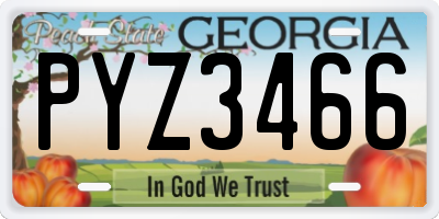 GA license plate PYZ3466