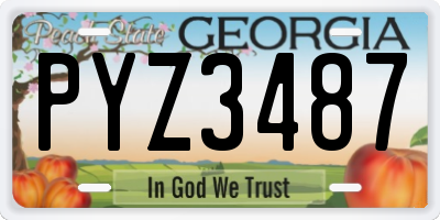 GA license plate PYZ3487
