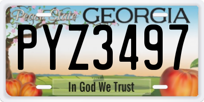 GA license plate PYZ3497