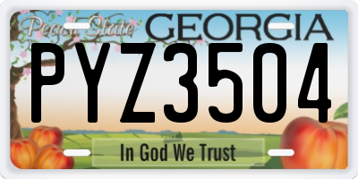 GA license plate PYZ3504