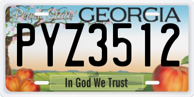 GA license plate PYZ3512
