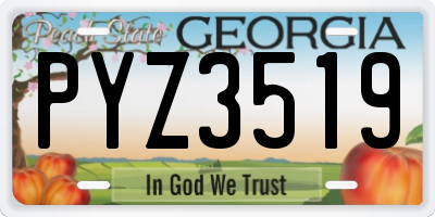 GA license plate PYZ3519