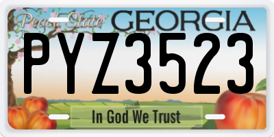 GA license plate PYZ3523