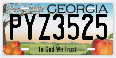 GA license plate PYZ3525