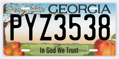 GA license plate PYZ3538