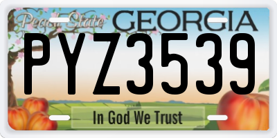 GA license plate PYZ3539