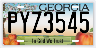 GA license plate PYZ3545