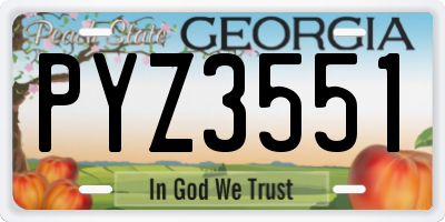 GA license plate PYZ3551