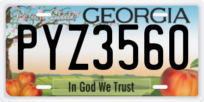 GA license plate PYZ3560