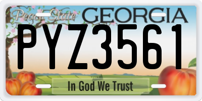 GA license plate PYZ3561