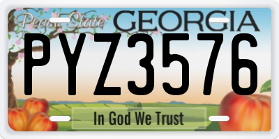 GA license plate PYZ3576
