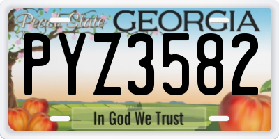 GA license plate PYZ3582