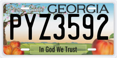 GA license plate PYZ3592