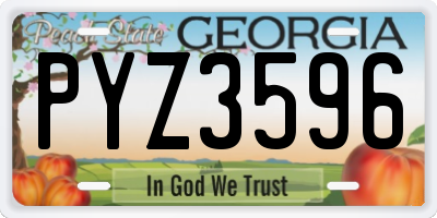 GA license plate PYZ3596