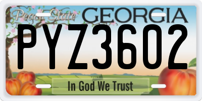 GA license plate PYZ3602
