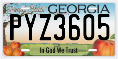 GA license plate PYZ3605