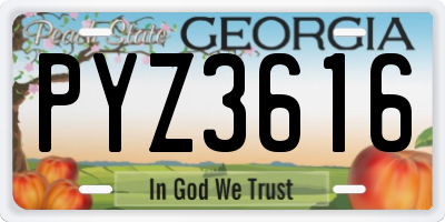 GA license plate PYZ3616