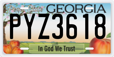 GA license plate PYZ3618