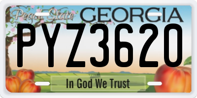 GA license plate PYZ3620