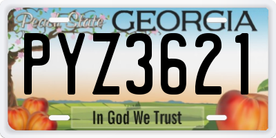 GA license plate PYZ3621