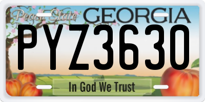 GA license plate PYZ3630