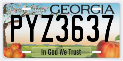 GA license plate PYZ3637