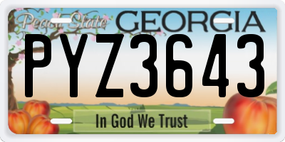 GA license plate PYZ3643