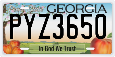 GA license plate PYZ3650