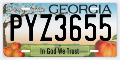 GA license plate PYZ3655