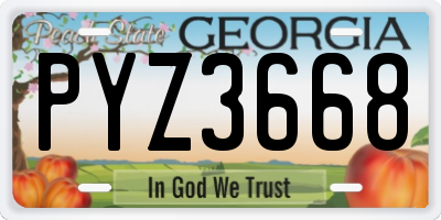GA license plate PYZ3668