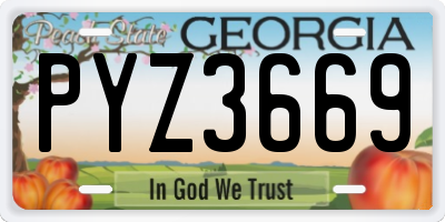 GA license plate PYZ3669