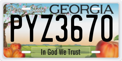 GA license plate PYZ3670