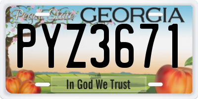 GA license plate PYZ3671