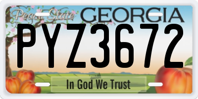 GA license plate PYZ3672